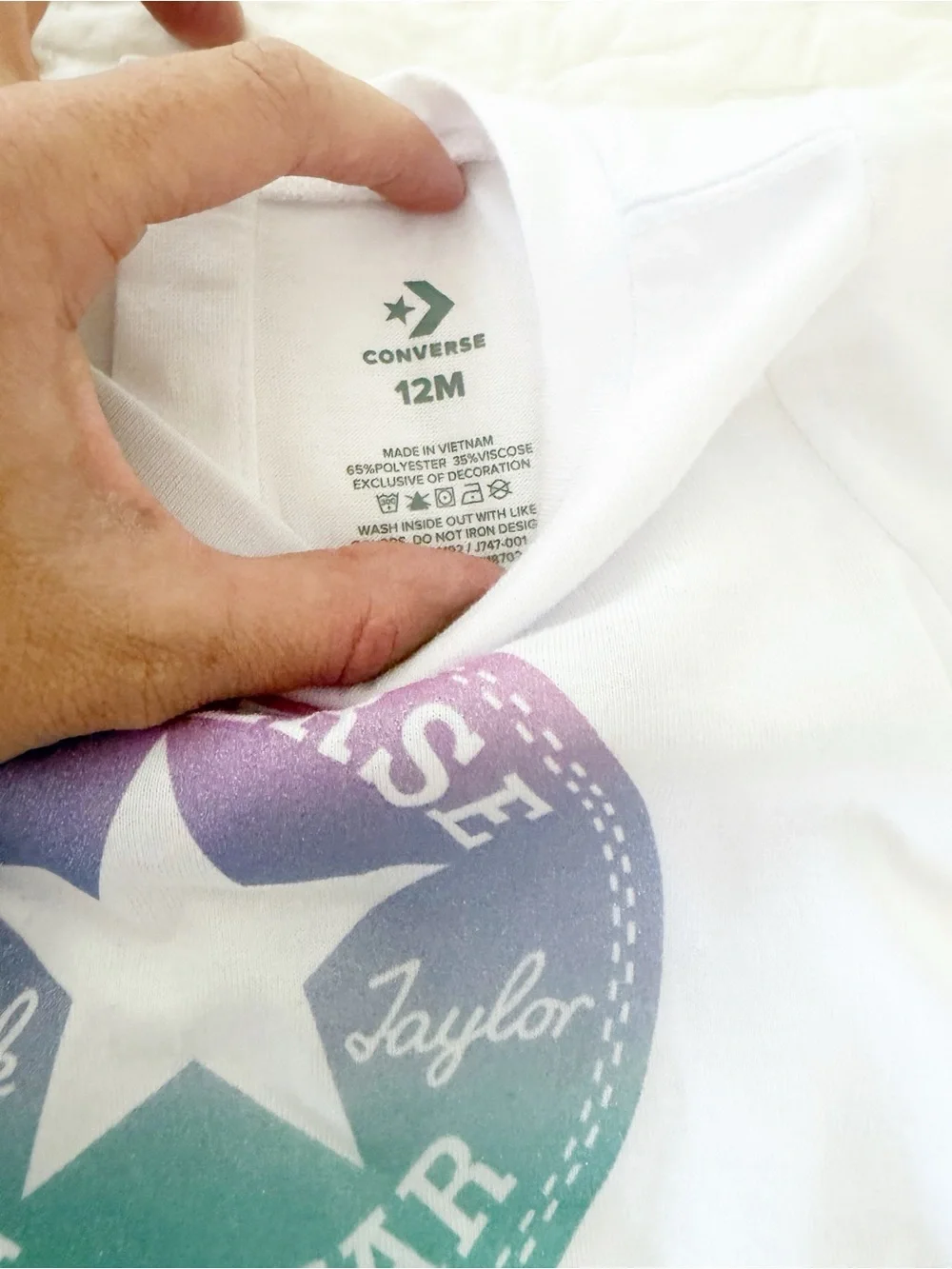 Converse Kids White Tee with Purple-Teal Ombre Shorts